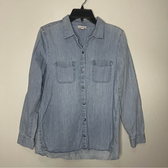 J Jill Denim Chambray Long Sleeve Shirt Button Women Small Blue Casual Career - Picture 1 of 7
